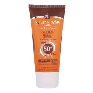 کرم ضد آفتاب بدون رنگ سان سیف مدل SPF50 محافظ UVA ،UVB و +++PA، ضد جوش و آکنه، مناسب پوست‌‌های آکنه‌ای و چرب حجم 50 میلی‌لیتر