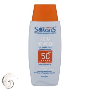 لوسیون ضد آفتاب بدون رنگ آردن سولاریس SPF50 مدل AQUA NEWGEN محافظ UVA ،UVB، ضد آب، مناسب انواع پوست حجم 100 میلی‌لیتر