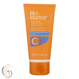 کرم ضد آفتاب بدون رنگ بایومارین SPF50 مدل AQUA SUN محافظ UVA ،UVB، مرطوب‌کننده، مناسب پوست خشک حجم 50 میلی‌لیتر