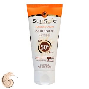 كرم ضد آفتاب رنگی سان سيف مدل SPF50 محافظ UVA ،UVB و +++PA، ضد چروک، روشن‌کننده، ضد لک مناسب انواع پوست وزن 50 گرم