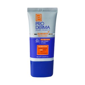 کرم ضد آفتاب بدون رنگ مخصوص آقایان پرودرما مدل SPF50 محافظ UVA ،UVB و +++PA، مرطوب‌کننده، مناسب انواع پوست حجم 40 میلی‌لیتر